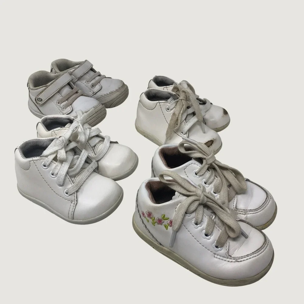 Stride Rite Shoes Bundle Unisex Multi Baby White SRT Elliot Emilia Taye 3-5